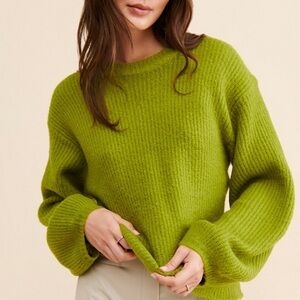 Olive green knit sweater from Lost + Wander